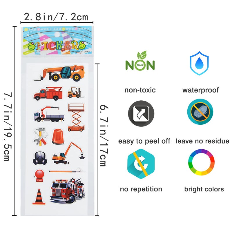DaiUni 24 Sheets(400+) Car 3D Puffy Stickers for Toddlers Kids, Bulk Preschool Sticker Sheets for Reward, Craft, Scrapbooking - Image 4