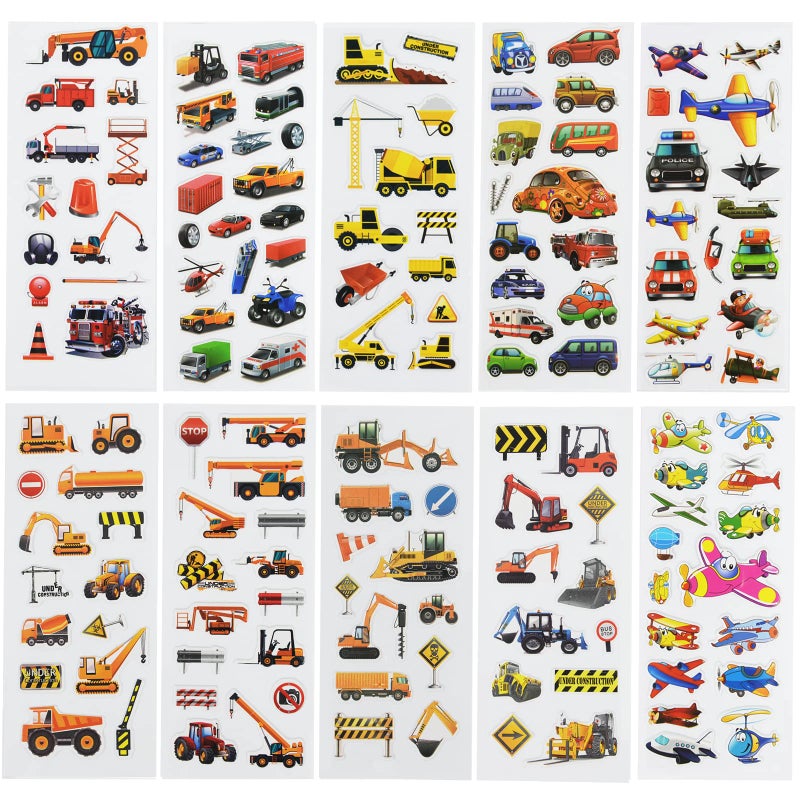 DaiUni 24 Sheets(400+) Car 3D Puffy Stickers for Toddlers Kids, Bulk Preschool Sticker Sheets for Reward, Craft, Scrapbooking - Image 3