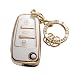 Gematay for Audi Key Fob Cover with Keychain Key Shell Cover Compatible with Audi A1 A3 Q3 Q7 R8 A6L TT Smart Key Fob White - Image 2