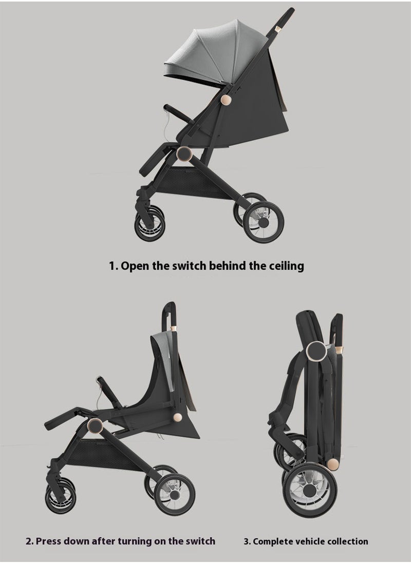 MaBaby - Baby Stroller, Can Sit And Lie,Three Point Safety Belt Lightweight Stroller For Travel, With Handle And Pocket - Image 1