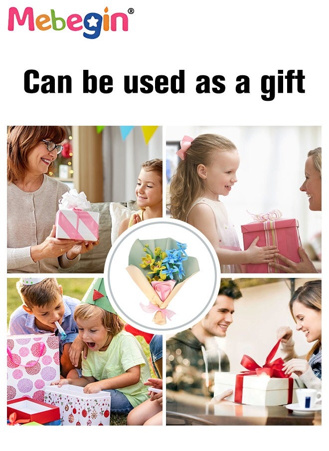 MEBEGIN DIY Flower Bouquet Kit with Rich Accessaries, Freesia Blossoms Bouquet Making Kit with 10 Flower Poles, Chenille Stems Flower Craft Supplies, Fuzzy Sticks Crafting Materials, Arts and Crafts for DIY, Ideal Gift for Friends and Families  - Image 4