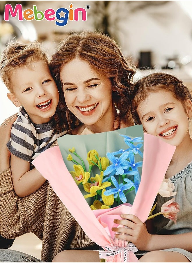 MEBEGIN DIY Flower Bouquet Kit with Rich Accessaries, Freesia Blossoms Bouquet Making Kit with 10 Flower Poles, Chenille Stems Flower Craft Supplies, Fuzzy Sticks Crafting Materials, Arts and Crafts for DIY, Ideal Gift for Friends and Families  - Image 2