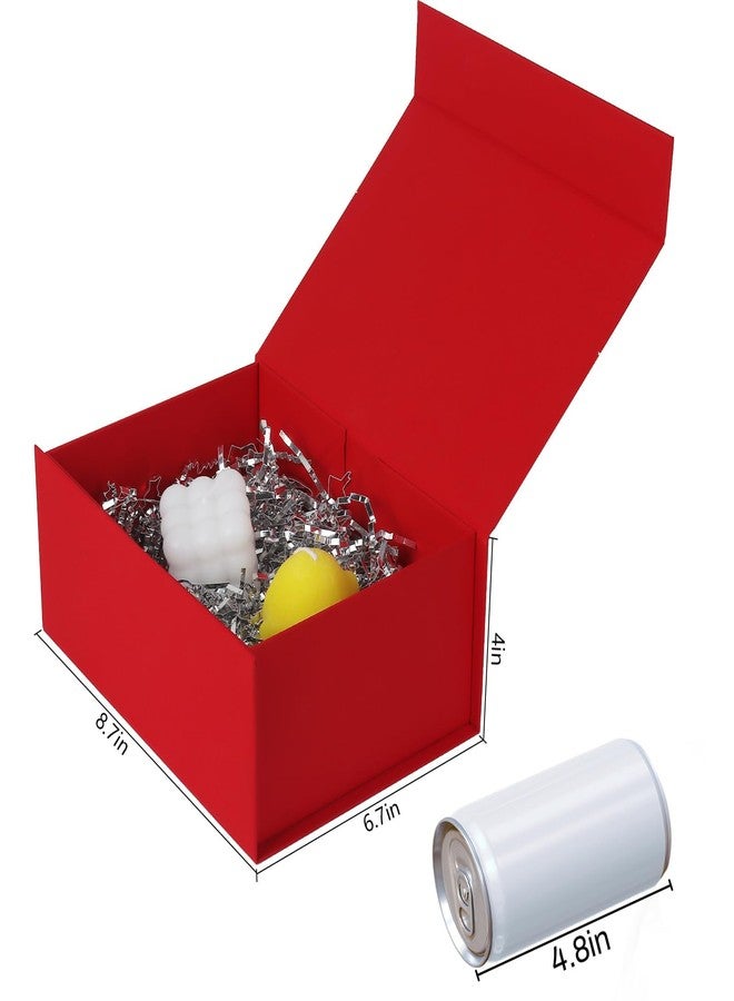 CHARMGIFTBOX Red Gift Box with Lids, 8.7x6.7x4 Inch Luxury Gift Boxes with Ribbon/Card Collapsible Cardboard Gift Wrap Box with Magnetic Closure for Birthday Party Bridesmaid Valentine Christmas - Image 2