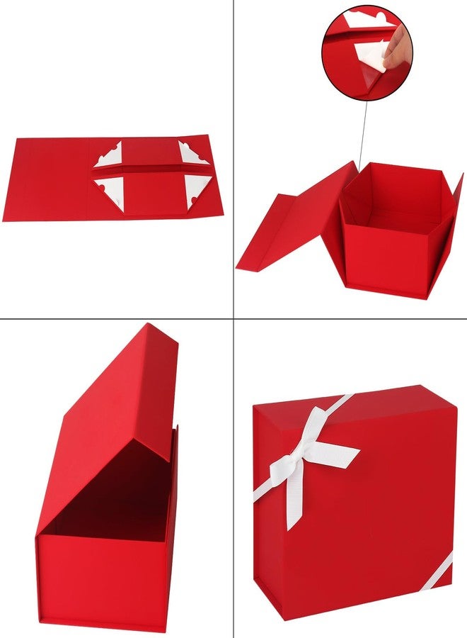 CHARMGIFTBOX Red Gift Box with Lids, 8.7x6.7x4 Inch Luxury Gift Boxes with Ribbon/Card Collapsible Cardboard Gift Wrap Box with Magnetic Closure for Birthday Party Bridesmaid Valentine Christmas - Image 5