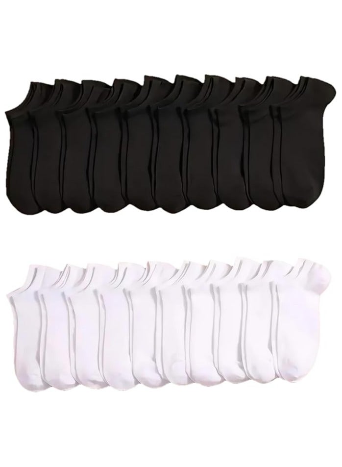 INSIJAM No Show Ankle Socks 20 Pack Black and White 10 Pairs Black And 10 Pairs White Good for daily Use for Both Men and Women - Image 2