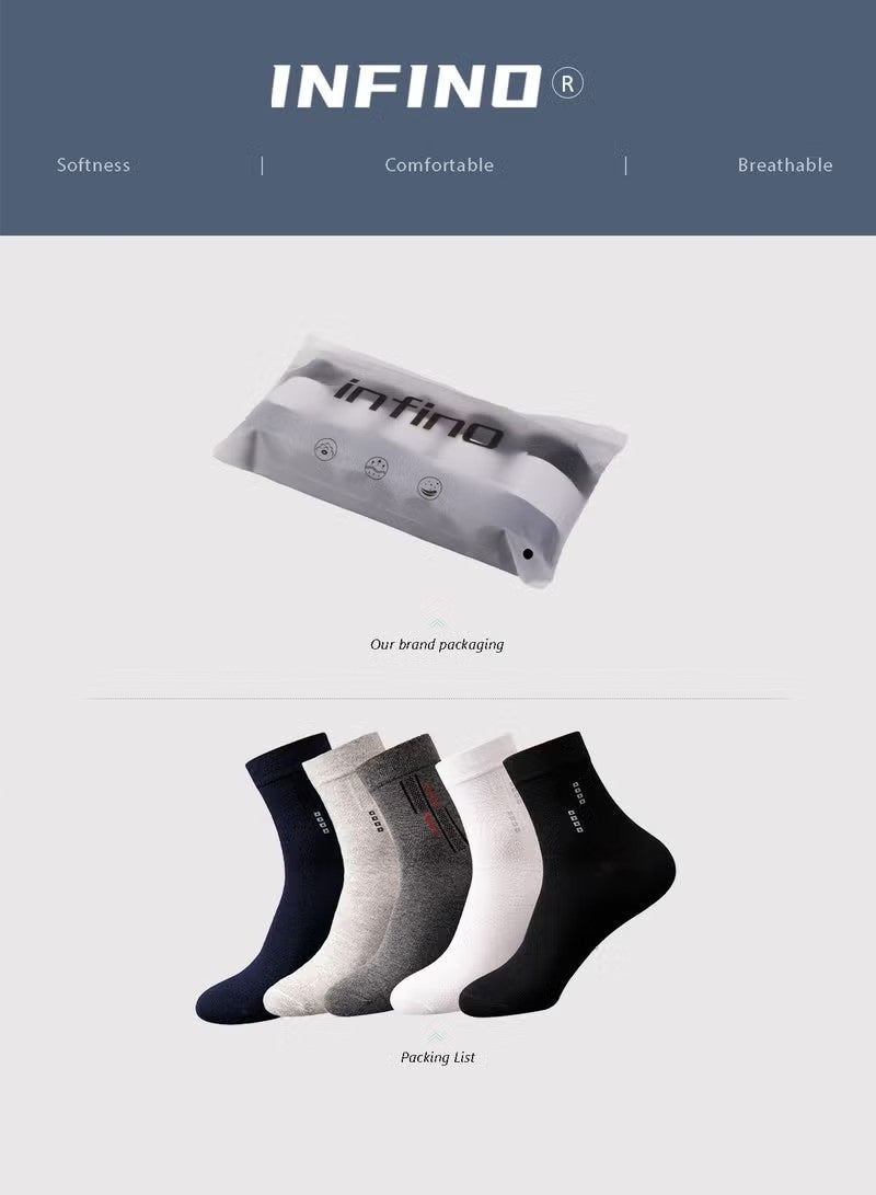 5-PAIR 100 ٪ جوارب رجال القطن: منتصف كاليف - Image 4