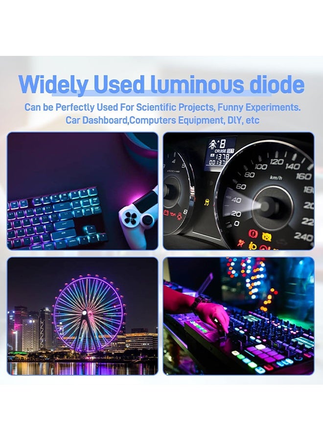 Wffo 300 PCS LED Diode Kit 5 Colors (Red/Yellow/Blue/Green/White) 3mm & 5mm LED with 10-Grid Detachable Storage Box for Electronics Learning, Repair, Lab Experiments & R&D Projects - Image 4