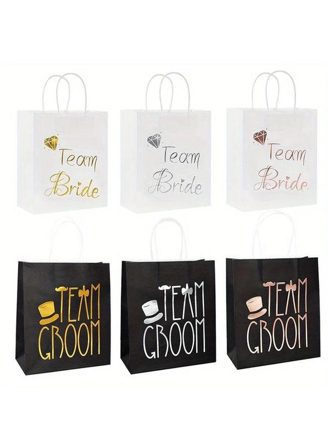 Wedding Favor Bags Bulk 6pcs Bride and Groom Candy Pouches Party Decor - Image 1