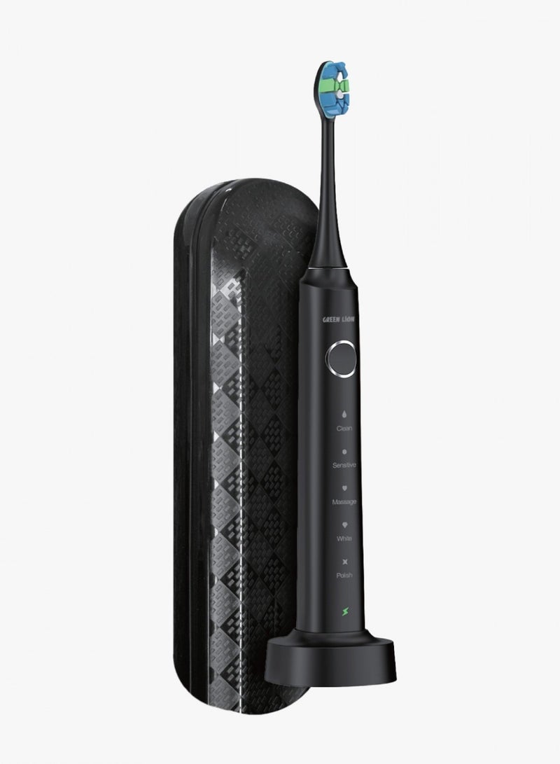 GREEN LION Smart Brush Rechargeable Toothbrush / 42 Times Use on 1 Charge / 38400vpm Powerful Sonic Motor / 5 Level Brush Mode / Dental Plaque Cleaning Brush / Intelligent Memory Model - Black - Image 1