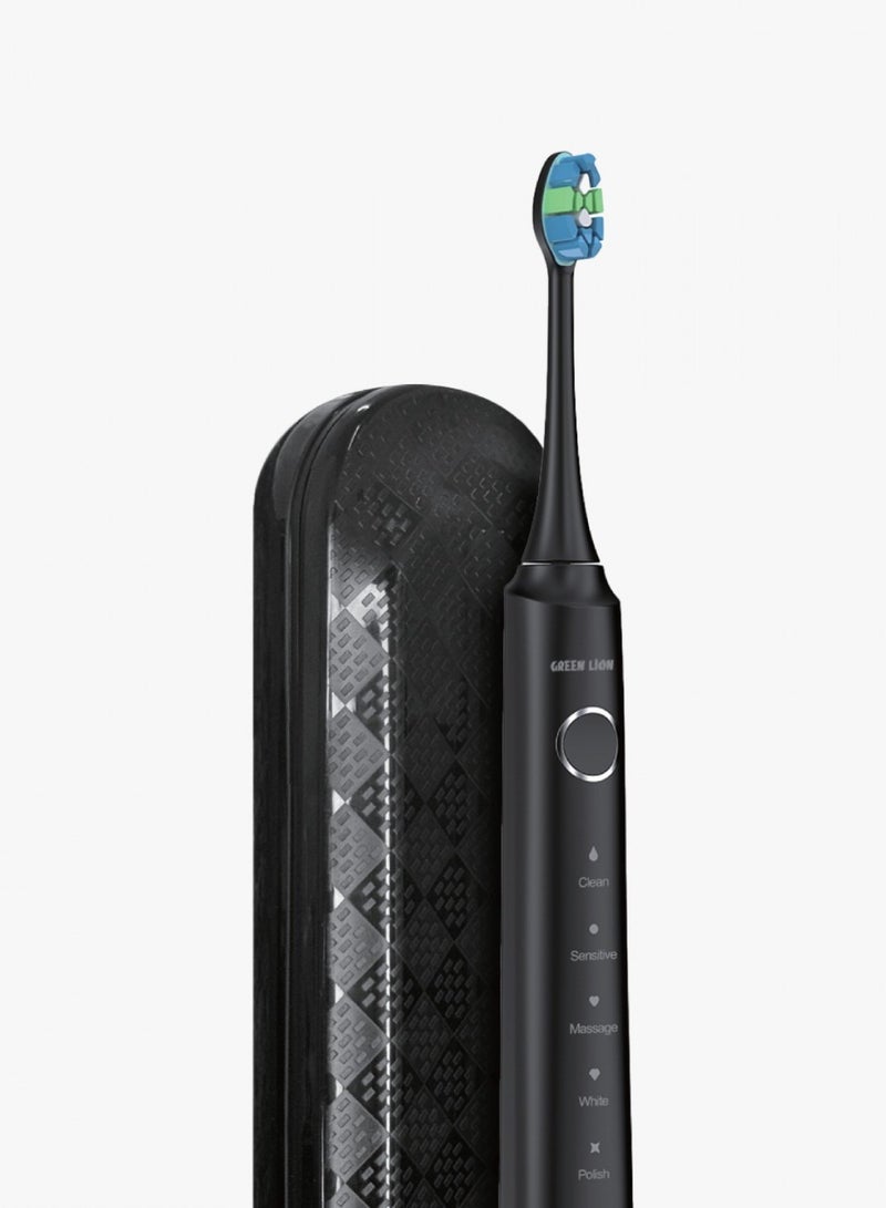 GREEN LION Smart Brush Rechargeable Toothbrush / 42 Times Use on 1 Charge / 38400vpm Powerful Sonic Motor / 5 Level Brush Mode / Dental Plaque Cleaning Brush / Intelligent Memory Model - Black - Image 4