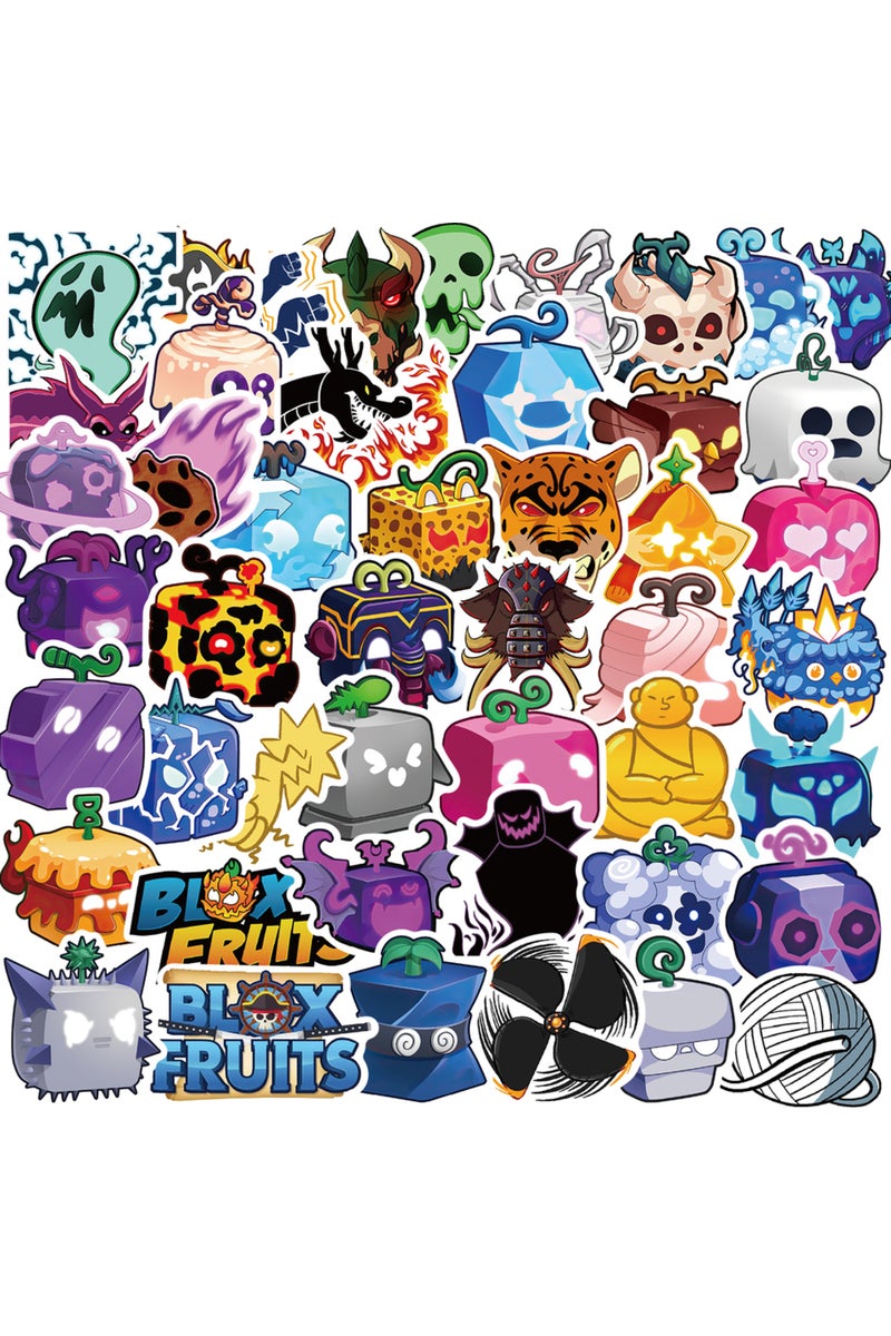 إيروريكس ٥٠ قطعة من ملصقات الفواكه الغريبة اللطيفة من مكعبات بلوكس، ملصقات كرتونية يمكنك صنعها بنفسك، مناسبة لألواح التزلج، وحافظات الهواتف، وأجهزة الكمبيوتر المحمولة، مقاومة للماء
