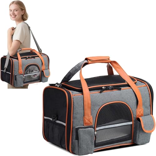Glaceon Portable Cat Carrier Bag,Airline Approved Pet Travel Carrier, with Mattress Reflective Strip 5-Sided Soft-Sided Collapsible Travel Pet Carrier for Cats or Dogs or Rabbit Pets (GL-03) - Image 1