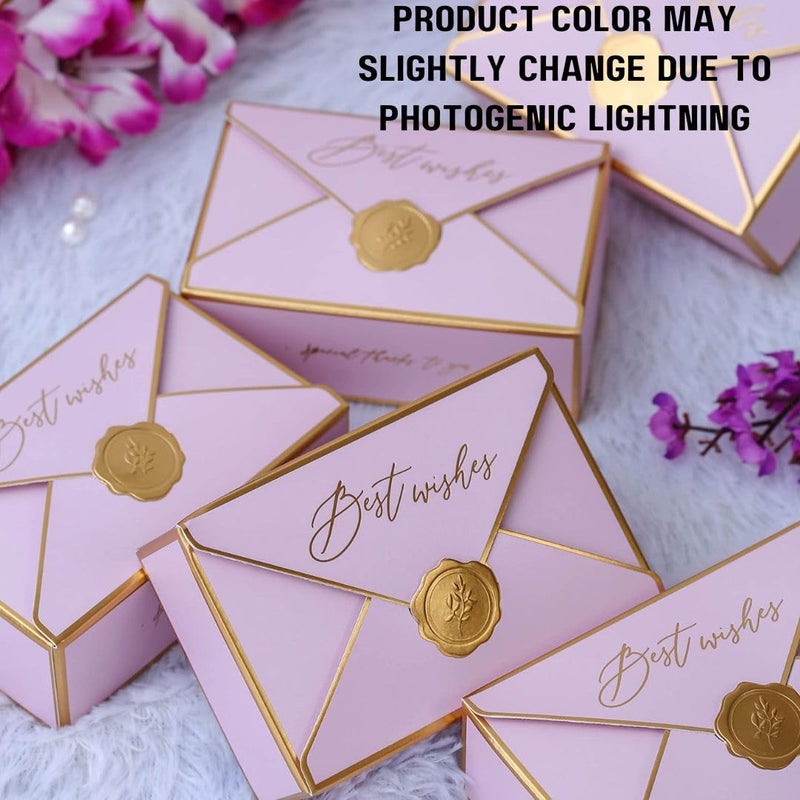 Satyam Kraft SATYAM KRAFT 10 Pcs Small Decorative Folding Storage Paper Box For Return Gift, Boxes, Engagement, Dry Fruits Gifting & Wedding Invitations (Pack Of 10) (Light Pink) - Image 3