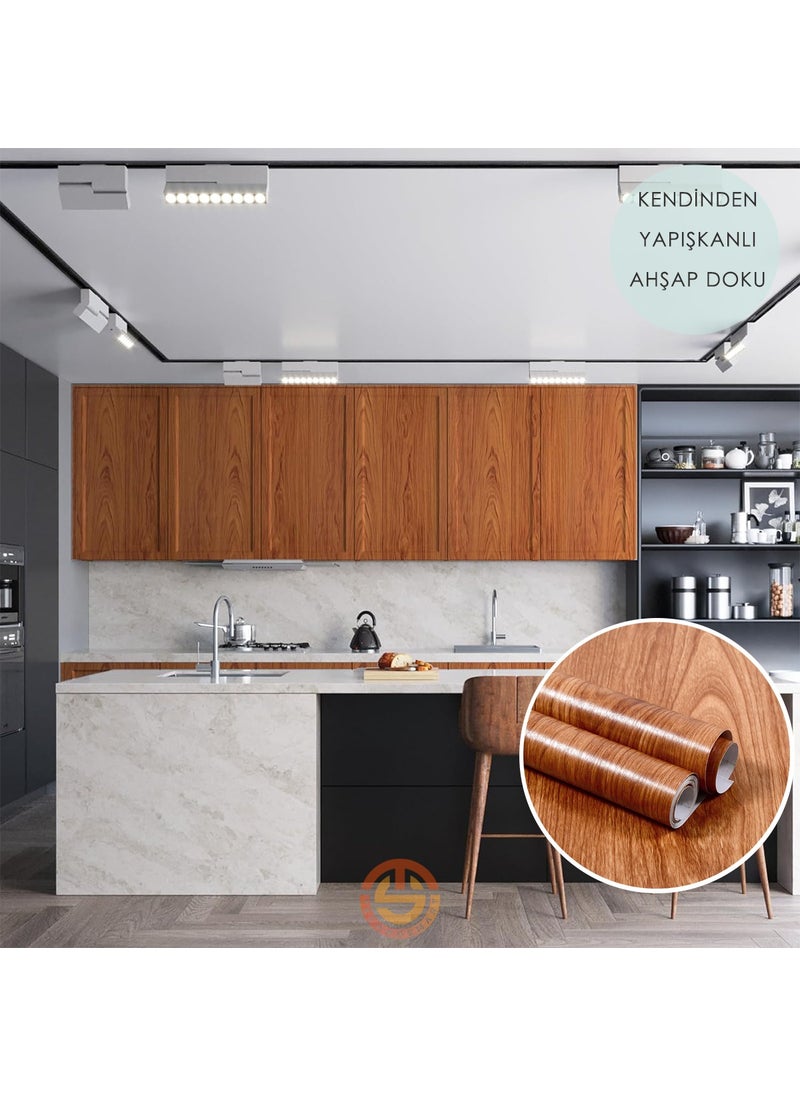 Technosmart 60CM×100CM Self Adhesive Wood Look Covering Paper Kitchen Cabinet Table Wall  - Image 3