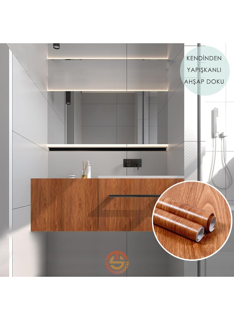 Technosmart 60CM×100CM Self Adhesive Wood Look Covering Paper Kitchen Cabinet Table Wall  - Image 2