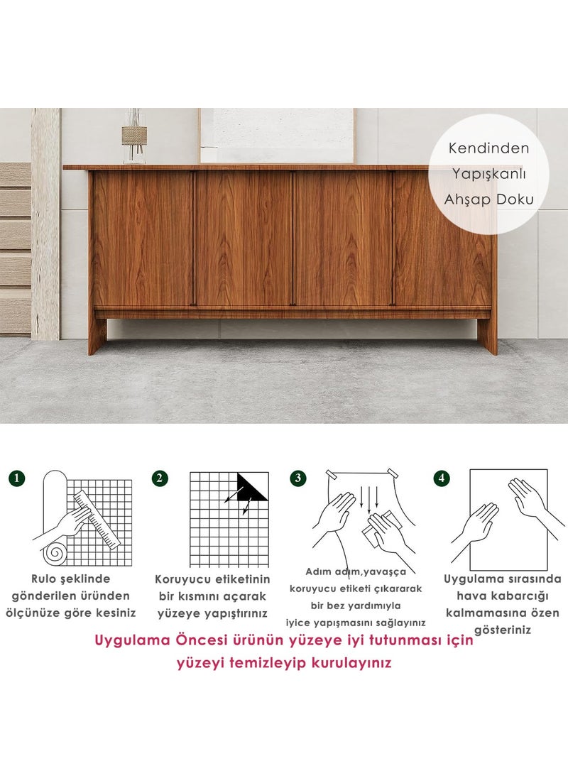 Technosmart 60CM×100CM Self Adhesive Wood Look Covering Paper Kitchen Cabinet Table Wall  - Image 5