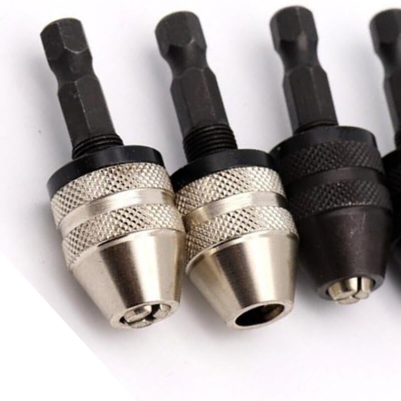Keyless Mini Alloy 3-Jaw Drill Chuck Drilling Adapter Converter Adaptor to Hold 0.3-6.5mm Drill Bits Converter Tool Drill Bits Random White or Black - Image 1