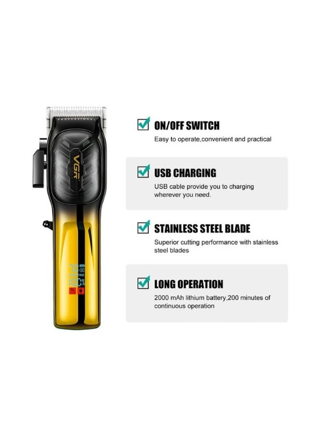 ماكينة الحلاقة الإحترافيه V-654 بـ 6 أمشاط تدريج و ذراع تحكم فى الشفرات تعمل حتى 200 دقيقه متواصلين بشاشه ديجيتال - Image 2