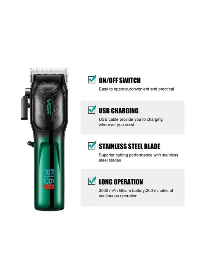 ماكينة الحلاقة الإحترافيه V-654 بـ 6 أمشاط تدريج و ذراع تحكم فى الشفرات تعمل حتى 200 دقيقه متواصلين بشاشه ديجيتال - Image 4