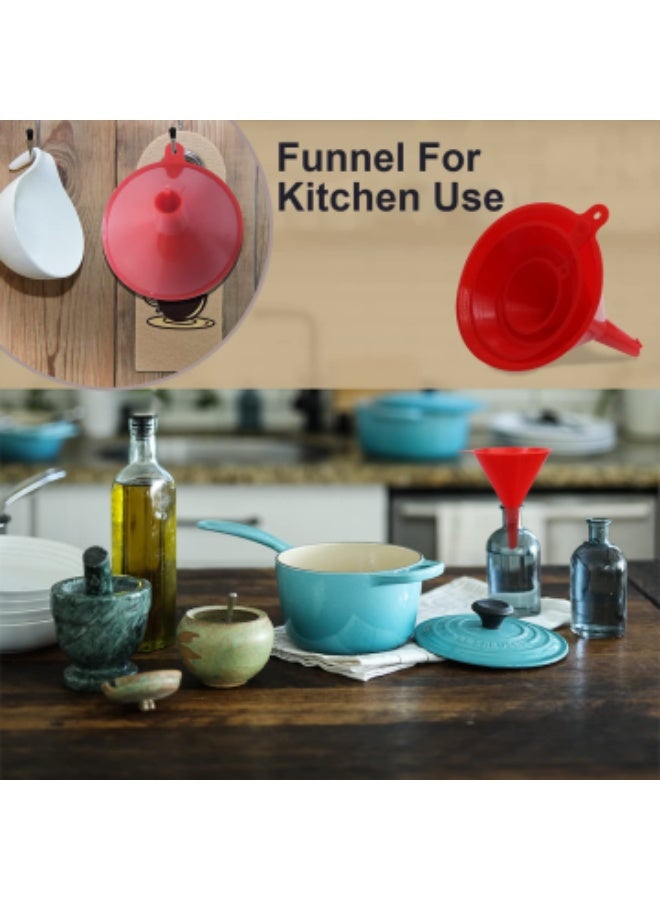 Plastic Funnel Set for Kitchen and Automotive Use, Mini, Small, Medium and Large Funnel for Filling Bottles, Canning, Cooking, Lab or Car Oil Funnels - Image 4