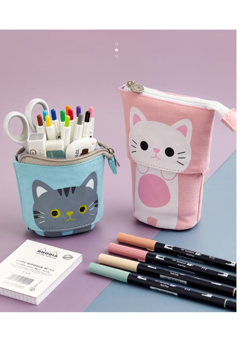 ANGOO Stretchable pencil case, pen holder, pop-up pencil case, vertically extendable pencil case, vertical storage bag, perfect for vacation and New Year's office bags - Image 3