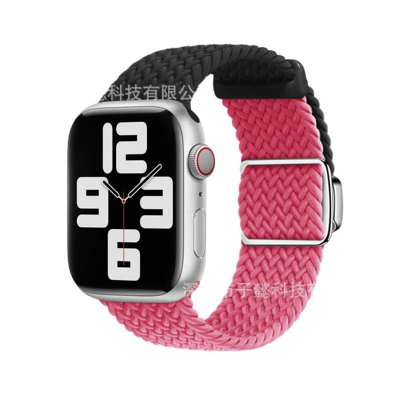 سوار ساعة ذكية باللون فضي قابل للتعديل سوار نايلون حلقي متوافق مع Apple Watch 38/40/41/42/44/45/49mm بملاءمة قابلة للتعديل وحزام بديل - Image 5