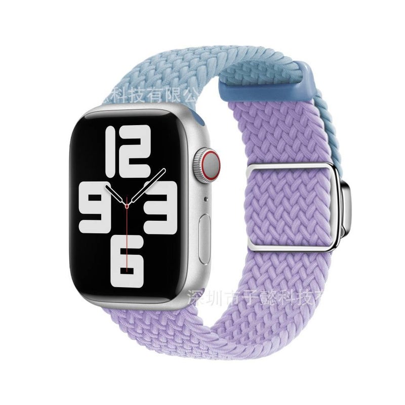 سوار ساعة ذكية باللون فضي قابل للتعديل سوار نايلون حلقي متوافق مع Apple Watch 38/40/41/42/44/45/49mm بملاءمة قابلة للتعديل وحزام بديل - Image 3