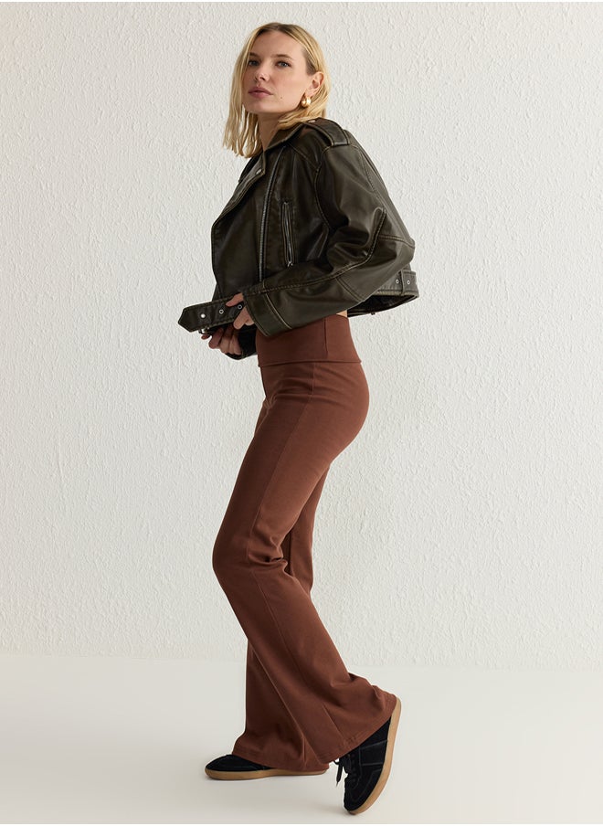 Brown Flare/Spanish Elastic Interlock Trousers with Waist Detail TWOAW25PL00005 - pzsku/Z95291453A35726BB5B38Z/45/_/1739718352/e824c4b5-b126-4c37-bff9-513805e50ff9