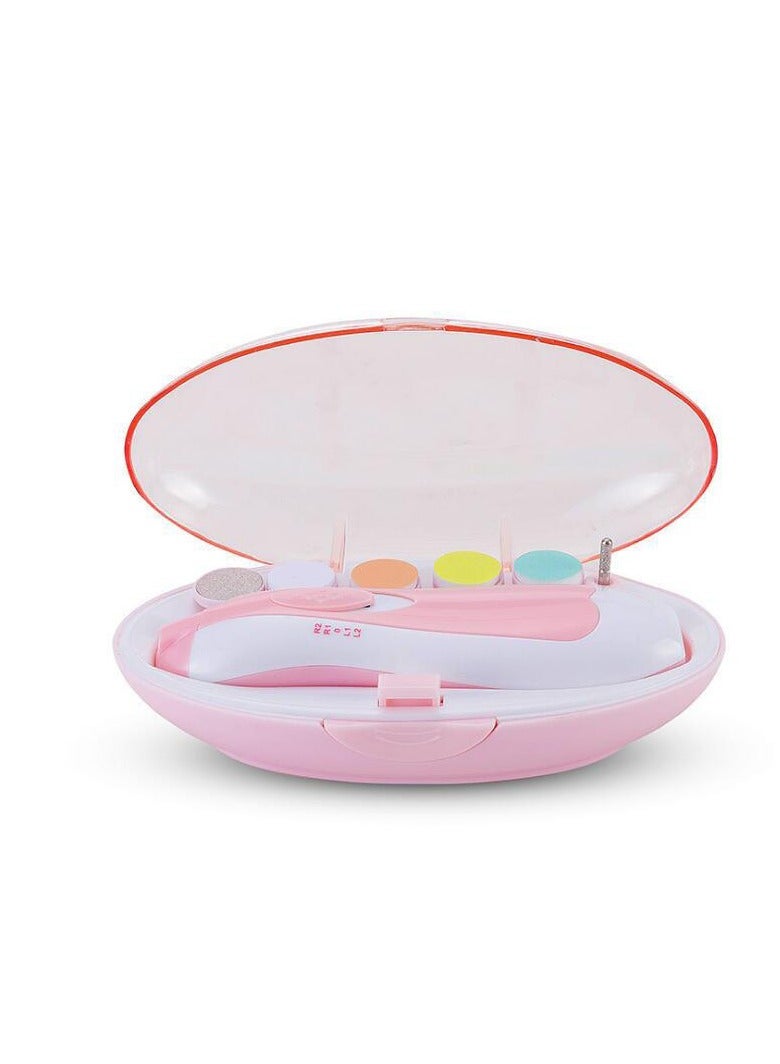 Electric Baby Nail Trimmer 6-In-1 Electric Nail File Trimmer Tool Kit for Kids Nail Trim and Polish (Pink) - Image 1