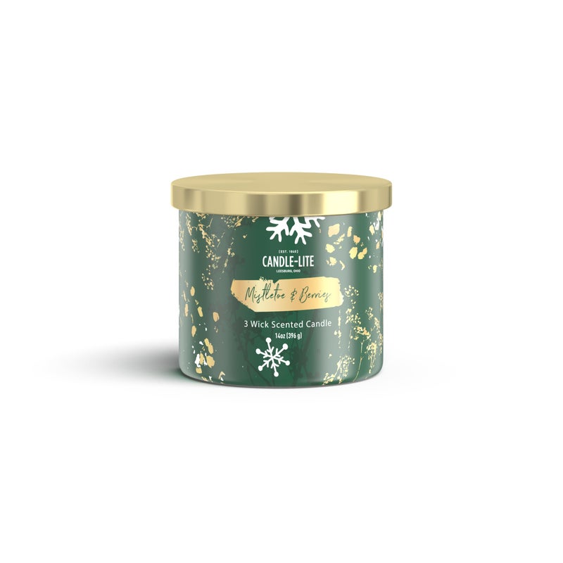 Candle-Lite Scented Candles, Mistletoe & Berries Scent, 14 oz 3-Wick Jar Candle, 45 Hours Burn Time, Perfect for Gifting and Celebration - Image 5