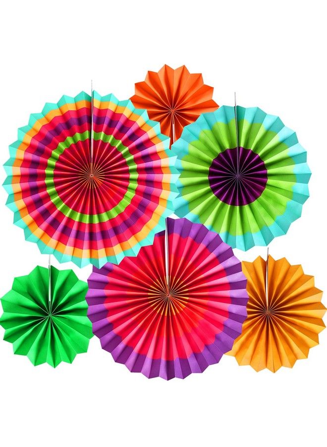Lansian 12 قطعة من مروحات الورق المعلقة زينة الحفلات لوازم حفلات فييستا Props تصوير لعيد Cinco De Mayo كرنفال مكسيكي تاكو الثلاثاء ملونة زاهية حفلة أطفال عيد ميلاد حفلة استقبال مولود متعدد الألوان - Image 3