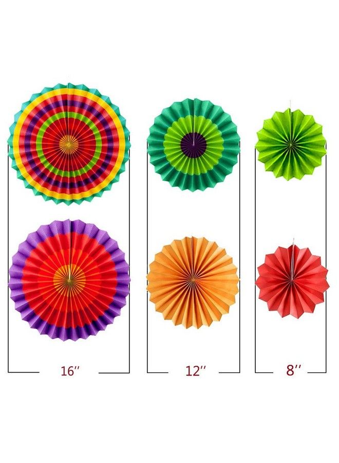 Lansian 12 قطعة من مروحات الورق المعلقة زينة الحفلات لوازم حفلات فييستا Props تصوير لعيد Cinco De Mayo كرنفال مكسيكي تاكو الثلاثاء ملونة زاهية حفلة أطفال عيد ميلاد حفلة استقبال مولود متعدد الألوان - Image 4