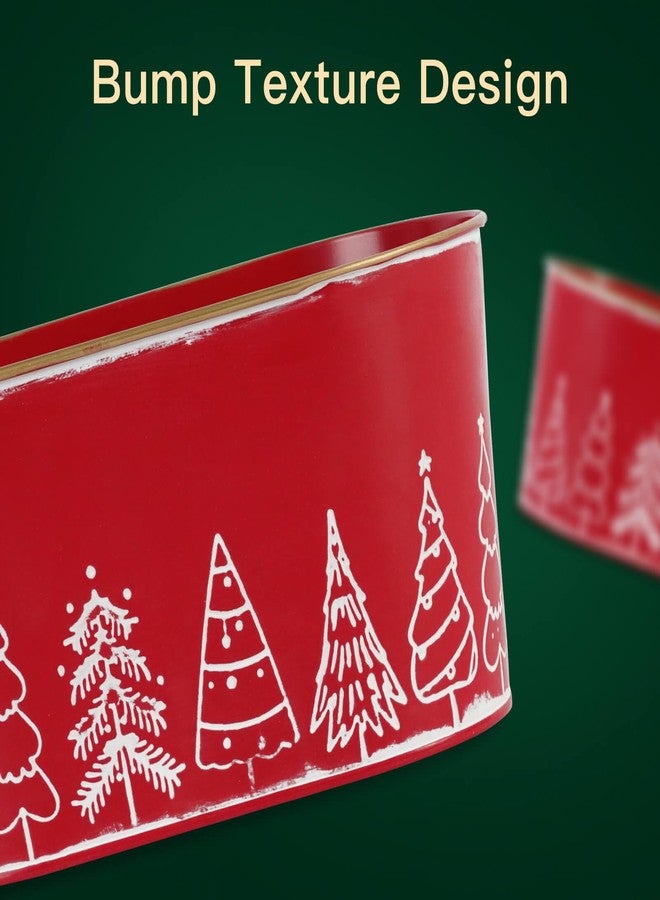 Putuo Decor 4 Packs Christmas Oval Metal Ice Buckets, Christmas Decorations Galvanized Storage Beverage Tubs Tin Bucket Pails for Party Home Table Centerpieces Decor (Red) - Image 3