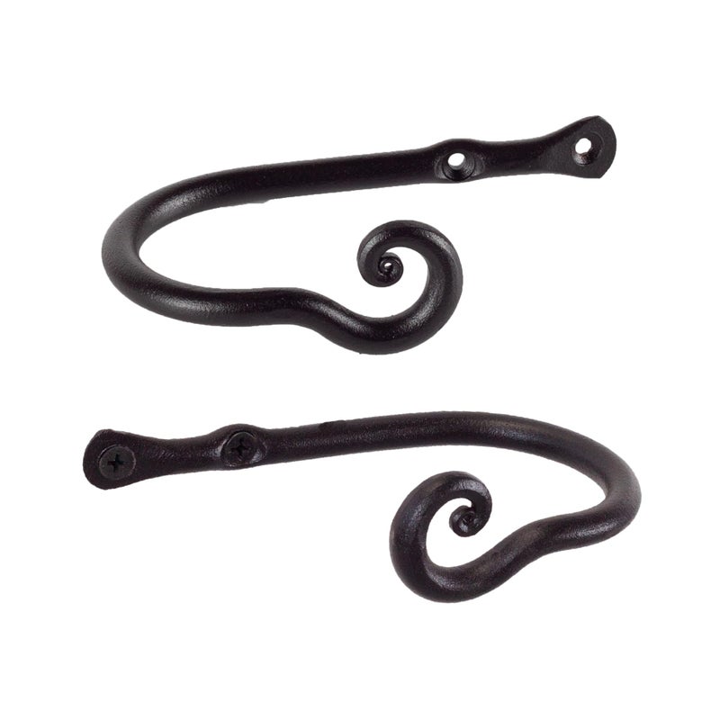 RTZEN Decorative Metal Curtain Tiebacks  Farmhouse Wrought Iron Curtain Holdbacks  Drapery Holders for Wall  Unique Metal Tie Backs for Curtains  2 Pcs Black Classic