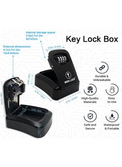 Generic Key Lock Box, Wall Mount Key Storage Safe Box for Keys, 4 Digit Combination with Resettable Code with A B Switch, Indoor Outdoor Waterproof House Key Lock Box for Spare House Keys (Black)  - Image 4