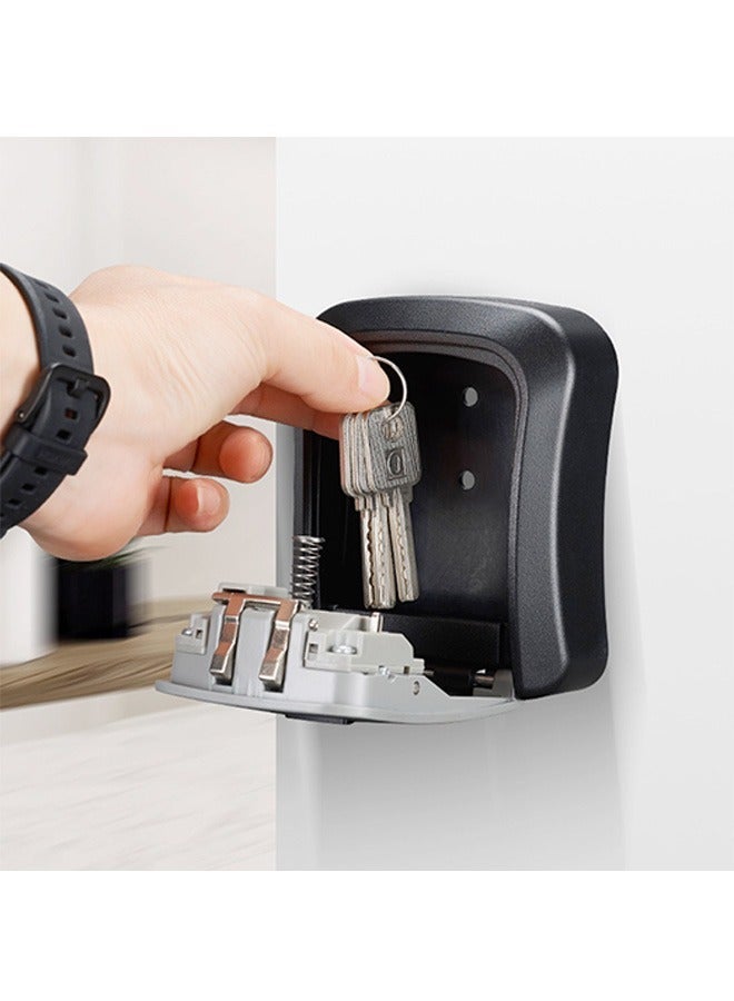 Key Lock Box, Wall Mount Key Storage Safe Box for Keys, 4 Digit Combination with Resettable Code with A B Switch, Indoor Outdoor Waterproof House Key Lock Box for Spare House Keys (Black) - Image 4