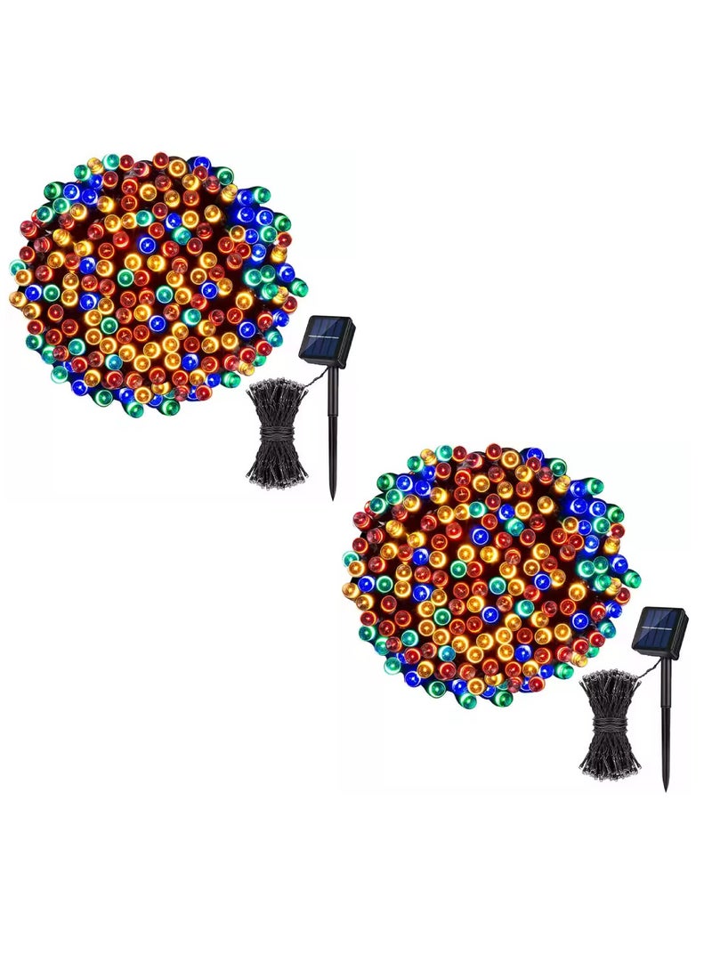 يوويل 2 حزمة من سلسلة ضوء الشمس LED للزينة تعمل بالطاقة الشمسية، مصابيح خرافية تعمل بالطاقة الشمسية 30 مترًا 300 LED متعددة الأوضاع تعمل بالطاقة الشمسية في الهواء الطلق سلسلة أضواء للمنزل والديكور الخارجي متعدد الألوان إجمالي (60 مترًا 600 ليد) - Image 1