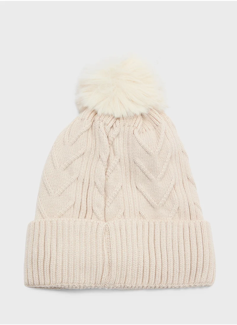 جينجر Cable Knit Pearl Winter Beanie