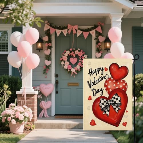Agroon Valentines Day Garden Flag 12x18 Inch Love Heart Double Sided Flag for Anniversary Wedding Yard Outdoor Decoration - Image 4