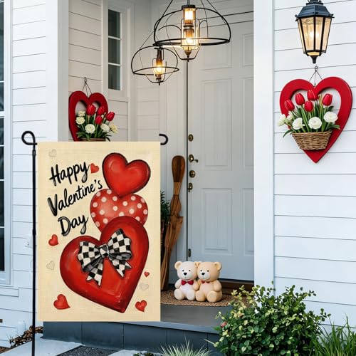 Agroon Valentines Day Garden Flag 12x18 Inch Love Heart Double Sided Flag for Anniversary Wedding Yard Outdoor Decoration - Image 2