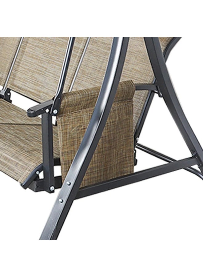 فاملي شيب كرسي أرجوحة 3 مقاعد للمساحات الخارجية مع مظلة مقاس 150 * 170 * 110) سم - بني فاتح - Image 2