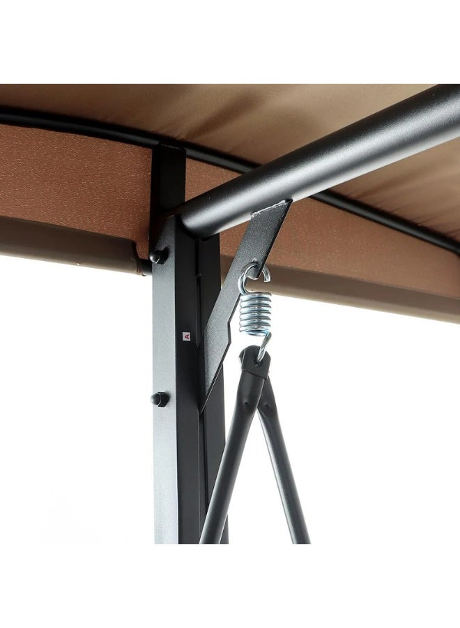 فاملي شيب كرسي أرجوحة 3 مقاعد للمساحات الخارجية مع مظلة مقاس 150 * 170 * 110) سم - بني فاتح - Image 4