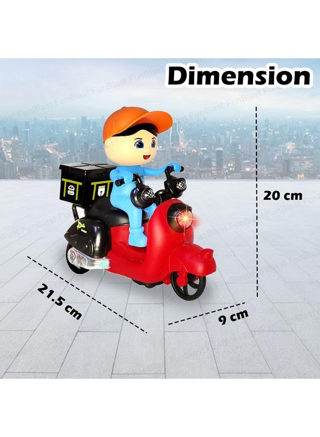 FunBlast Bump and Go Tricycle Toys for Kids, Food Delivery Motor Cycle Toys for Kids, Toy Vehicles for Kids with Light and Sound for 3+ Year Old Kids (Multicolor) - Image 2