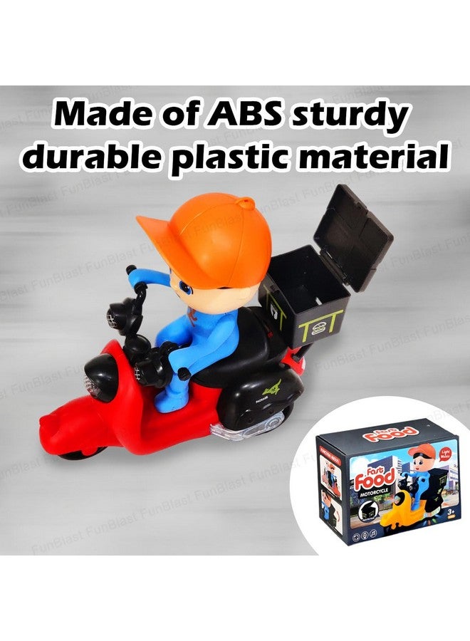 FunBlast Bump and Go Tricycle Toys for Kids, Food Delivery Motor Cycle Toys for Kids, Toy Vehicles for Kids with Light and Sound for 3+ Year Old Kids (Multicolor) - Image 5