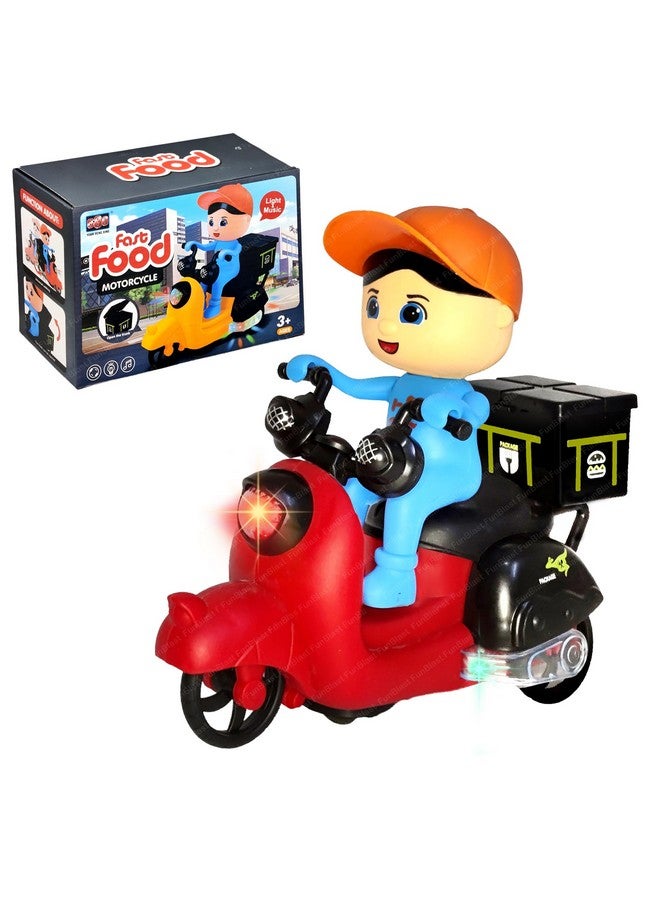 FunBlast Bump and Go Tricycle Toys for Kids, Food Delivery Motor Cycle Toys for Kids, Toy Vehicles for Kids with Light and Sound for 3+ Year Old Kids (Multicolor) - Image 1