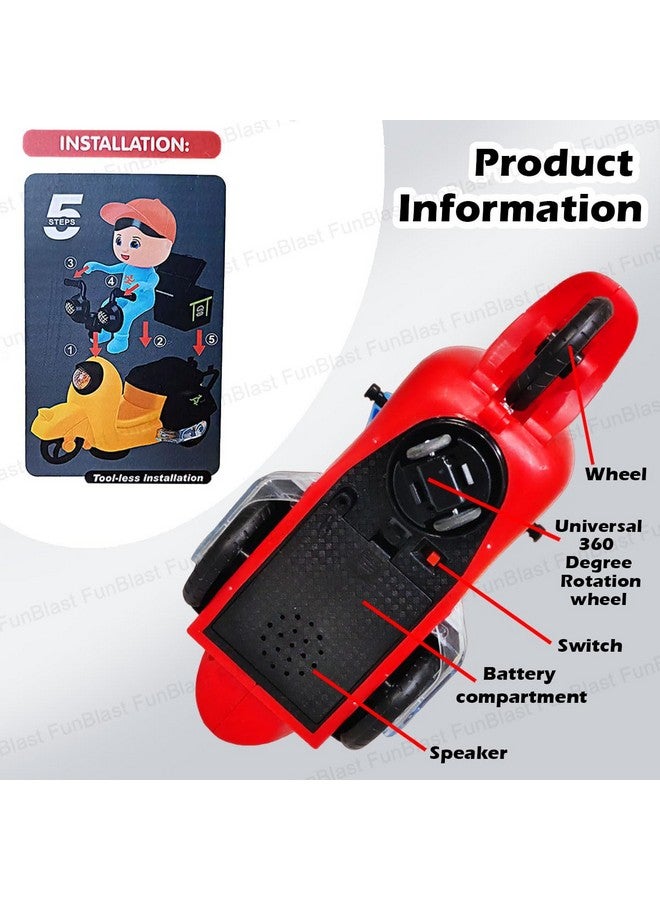 FunBlast Bump and Go Tricycle Toys for Kids, Food Delivery Motor Cycle Toys for Kids, Toy Vehicles for Kids with Light and Sound for 3+ Year Old Kids (Multicolor) - Image 4