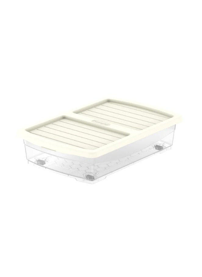 Cosmoplast 25L Clear Plastic Underbed Storage Box with Wheels & Lockable Lid 