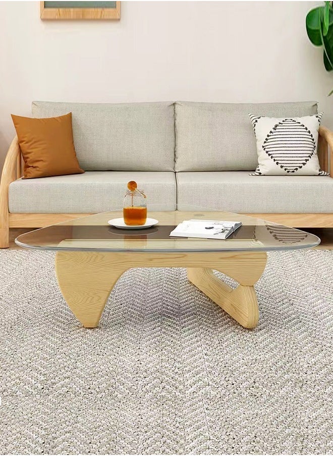 Mid-Century Abstract Design Modern Coffee Table with Solid Wood Frame Small Triangular Side Table with Clear Glass Top Vintage Center Table for Living Room Patio Balcony 91x65x40 cm - pzsku/Z9529951C1A551B8FC825Z/45/_/1718314191/b89f19b1-d259-42a4-9772-7f799da672a5