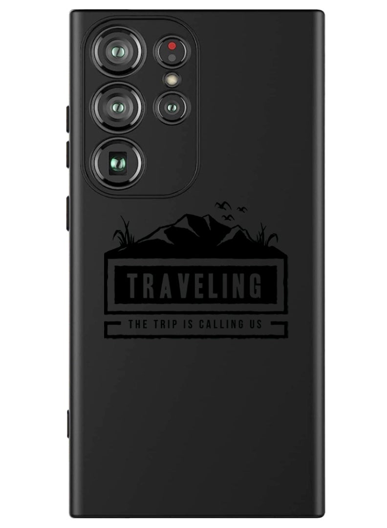 Theodor Protective Slim Fit Case Liquid Silicone Cover with Full Body Protection Anti-Scratch Shockproof Case For Samsung Galaxy S24 Ultra (Black) - Travelling - Image 1