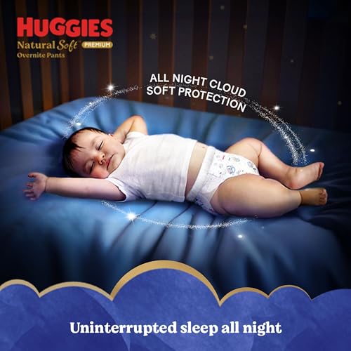 Huggies Natural Soft Overnite Diaper Pants| Premium Pant Style Baby Diapers Medium Size (L Size | 9-14 Kgs), 34 count| Keeps baby dry all night with cloud softness all over - Image 2